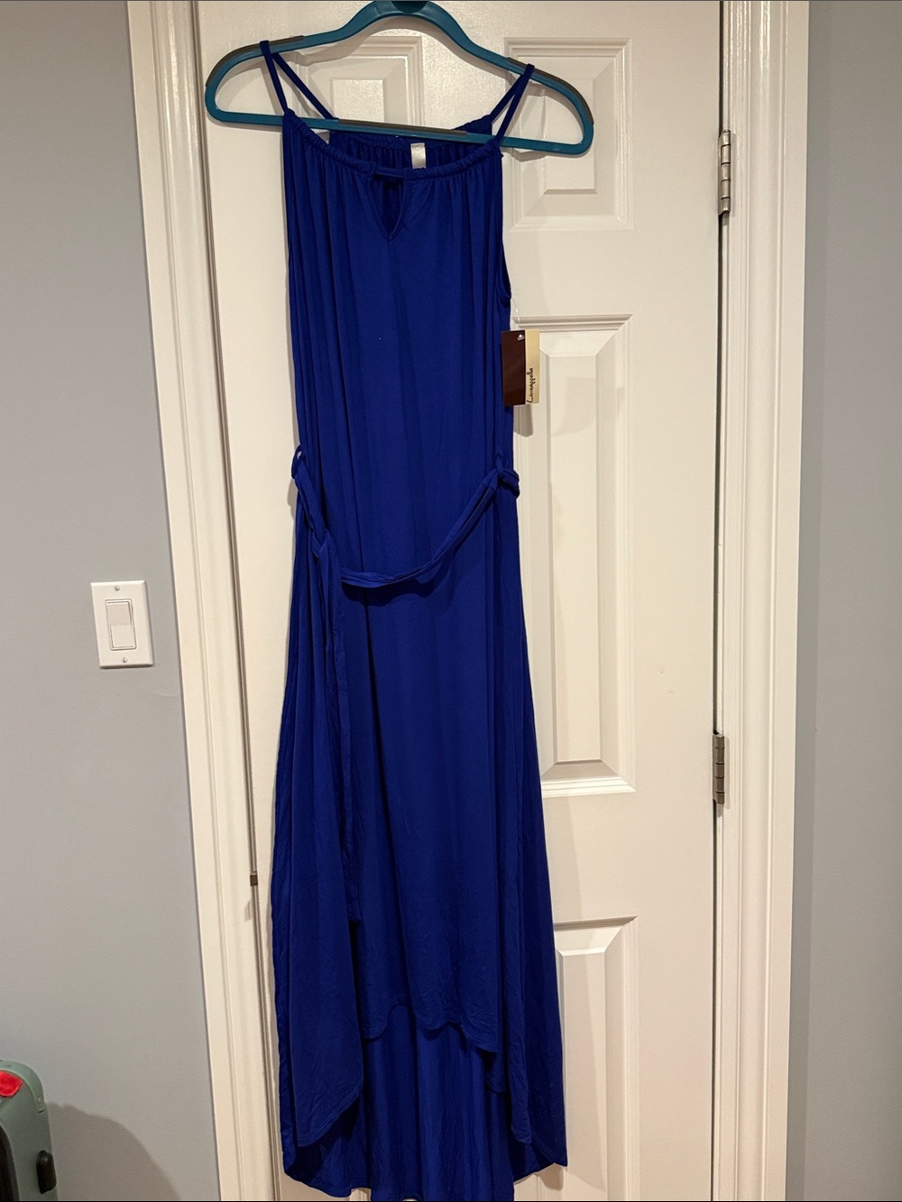 Loveappella Royal Blue Strappy High-Low Maxi Dress